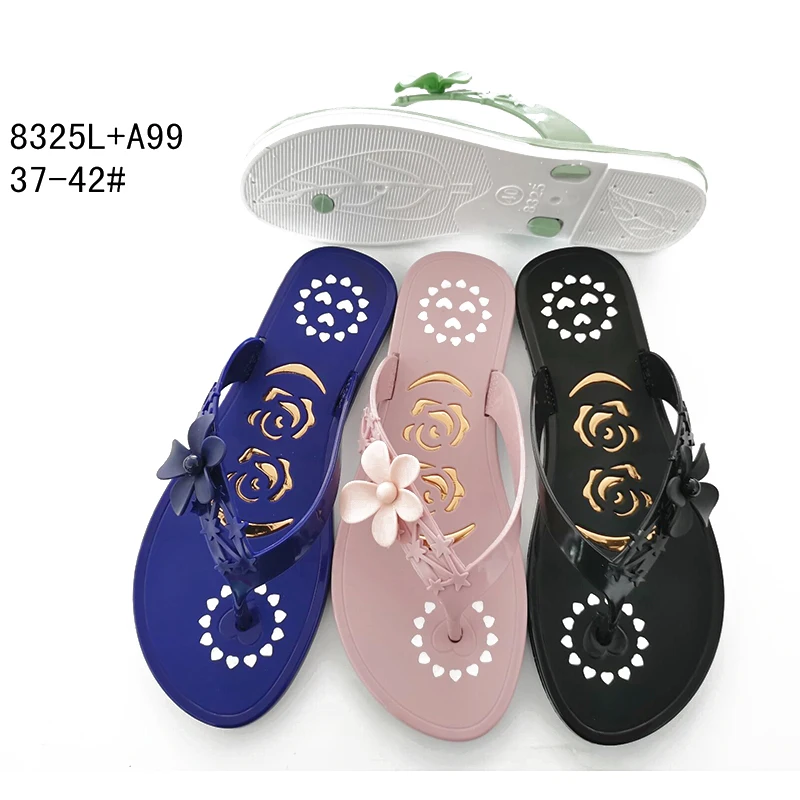 Custom logo latest fashion plastic bathroom slippers flip flop sole thick for women