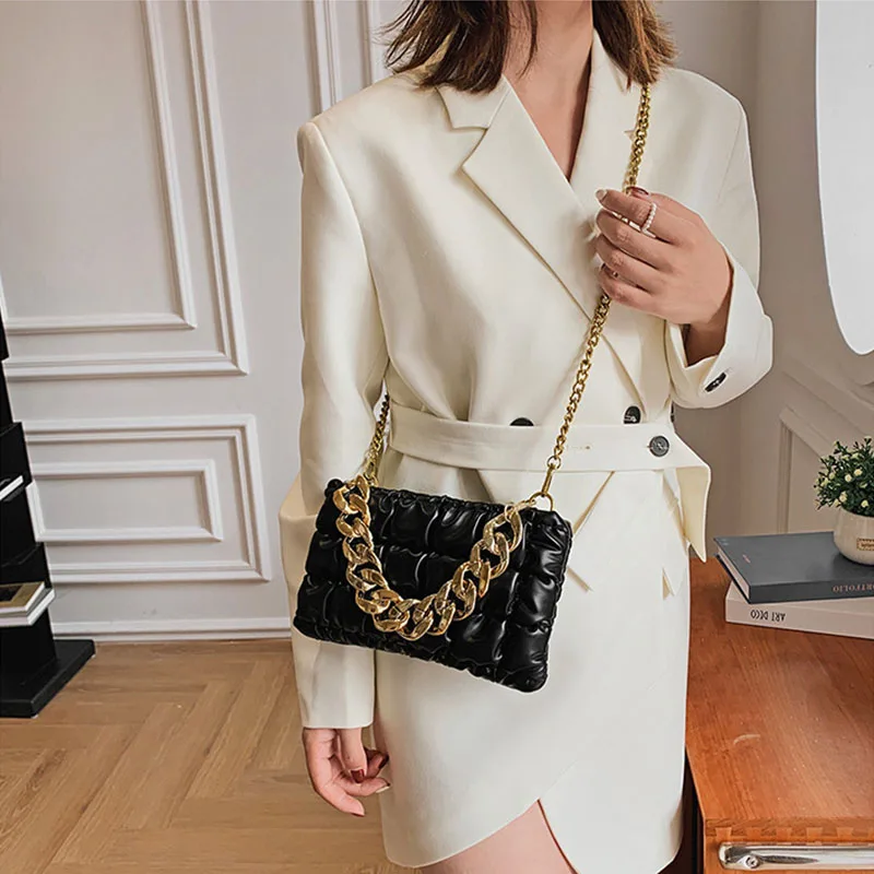 new design fashion thick chain sewing thread leather mini shoulder bag ladies hand bags 2022 purses luxury handbags for women