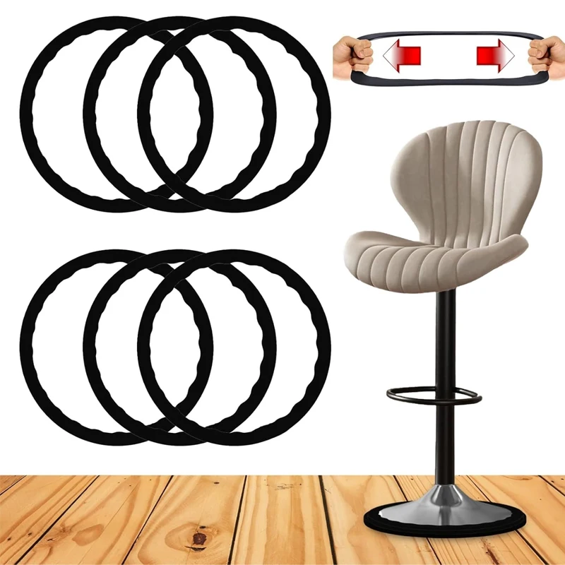 Bar Stools Leg Protectors Ring Retractable Black Silicone Bar Stools Leg Protectors Chair Foot Protector for Wooden Floor