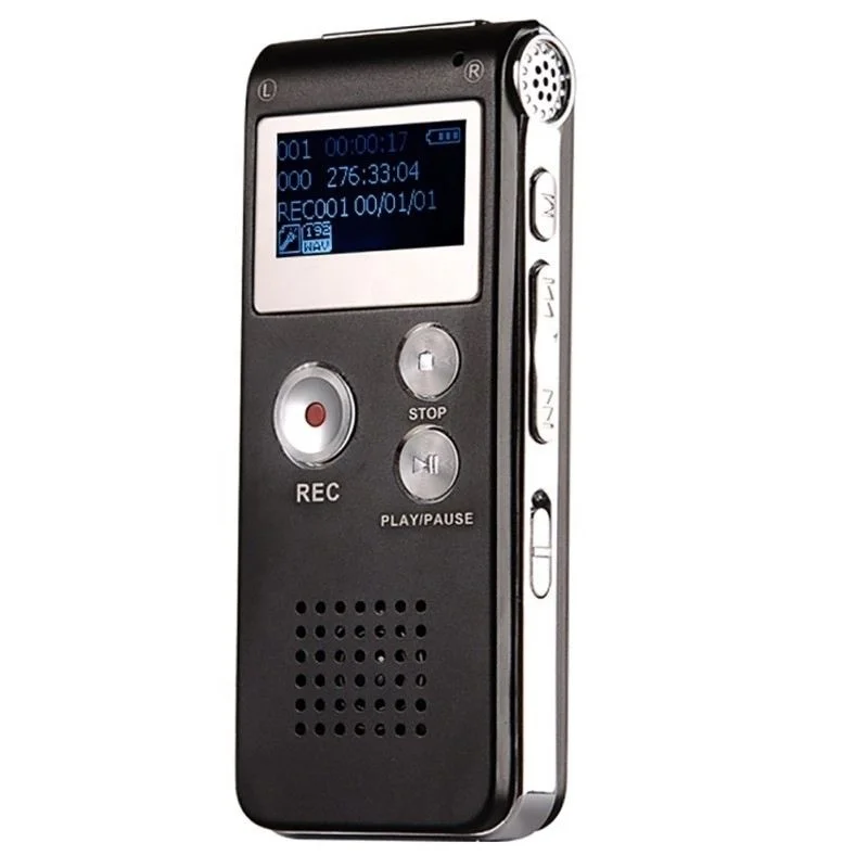 Black 8GB Digital Voice Recorder USB Rechargeable Recorder with External Microphone Earphones Multifunctional Mini Recorder