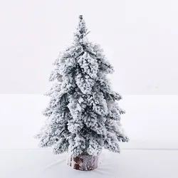 O&M Display Design Pre Lit Miniature Flocked Christmas Tree Mini Table Trees Christmas Decorations 2022