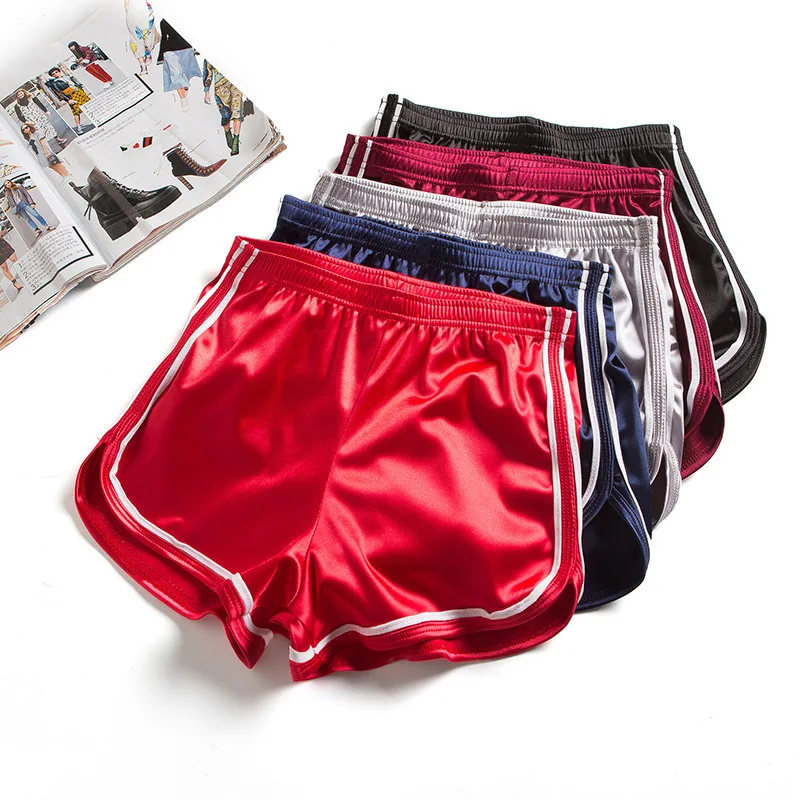 B947  High Waist Pole Dance Satin Silk Shorts Girls Sexy Gym Snack Shorts Custom Spandex Women Dolphin Booty Biker Shorts