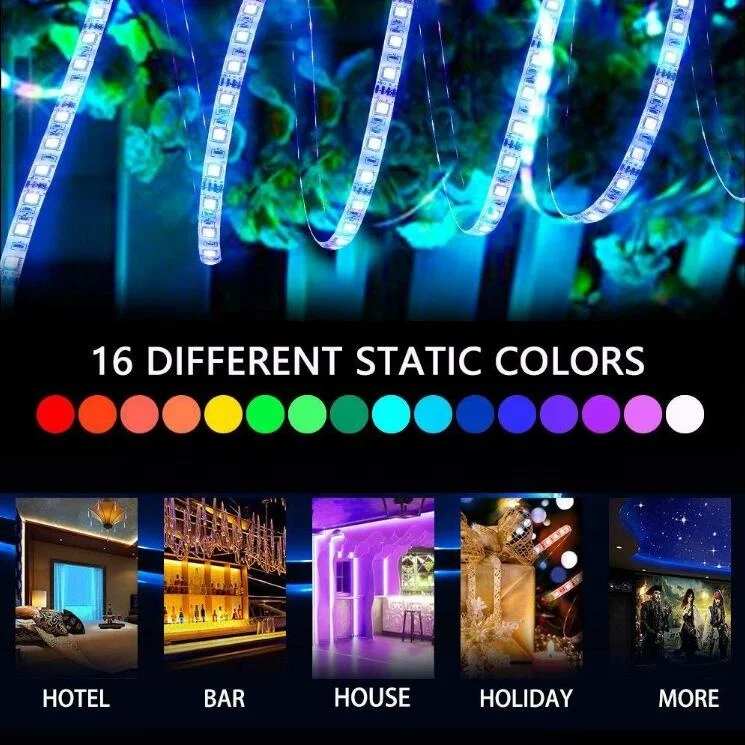 
5050 12 V IR/APP/music/BT sensing intelligent remote flexible RGB non waterproof LED strip lights 