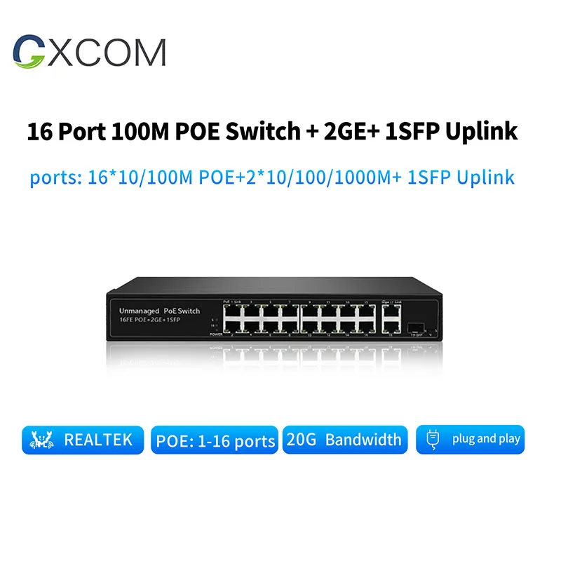  Система видеонаблюдения 10/100 Мбит/с fast Ethernet-коммутатор питания через Ethernet 4 8 16 24 порта 48V 802.3af/at PoE сети
