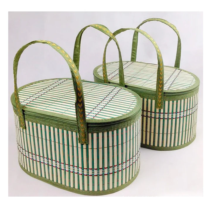 Decor weaving sustainable eco friendly empty bamboo fruit basket bamboo storage basket kitchen oval gift rattan bamboo basket