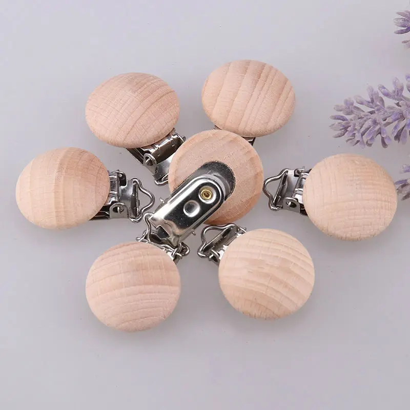 25mm Garment Custom Wooden Pacifier Wood Garter Belt 25mm Metal Suspender Clips