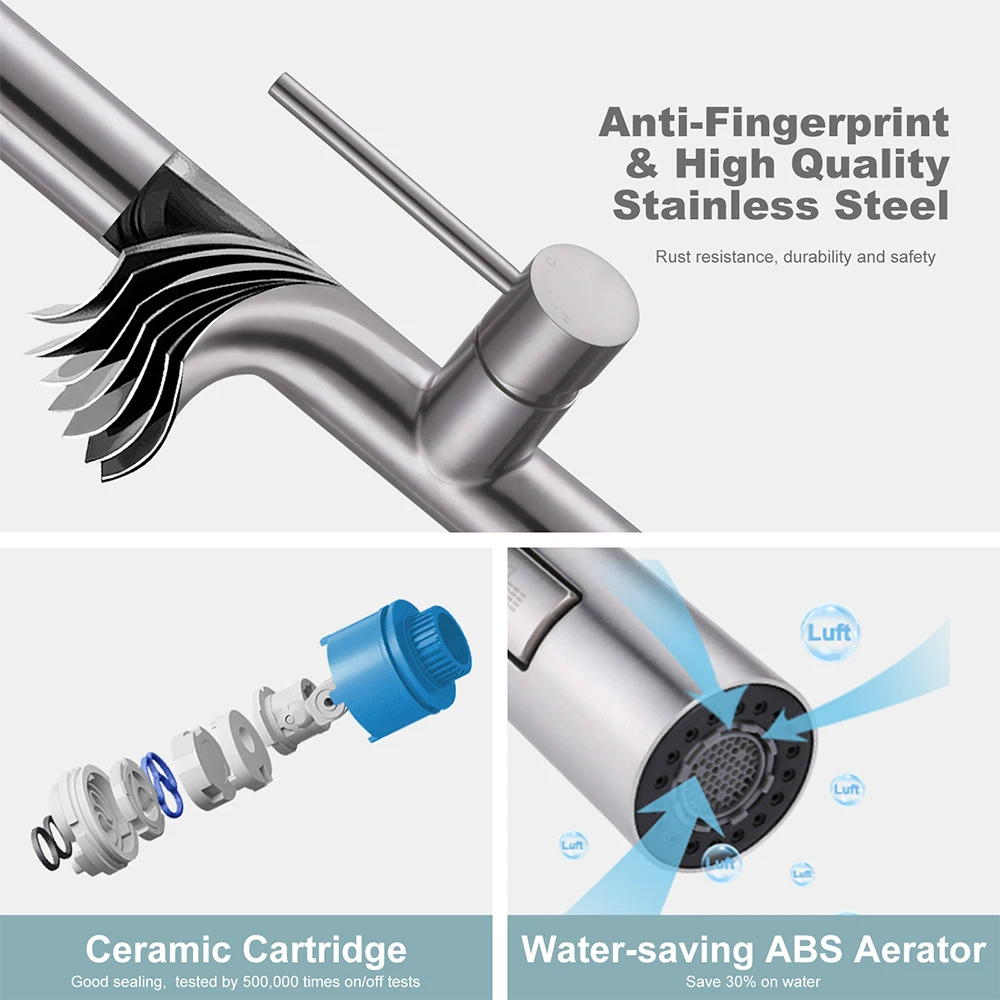 Kitchen Faucet Mixer Tap Pull Down Spray Stainless Steel Kitchen Faucet Kitchen Taps