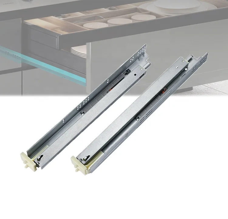 3 Fold Undermount Hidden Full Extension Soft Close Telescopic Damping Drawer Slide Rails