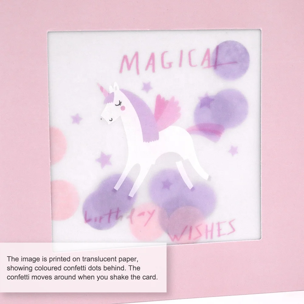 Manufacturer Custom Printing Square Purple Funny Unicorn Girls Blank Handmade Kids Happy Birthday Greeting Cards with Envelope