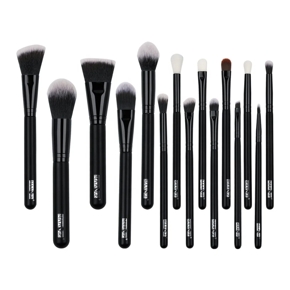 Maange 2023, новый стиль, оптовая продажа 15 штук черная ручка набор кистей для макияжа от частной марки, изготовленным на заказ логосом натуральных волос косметические кисти для макияжа