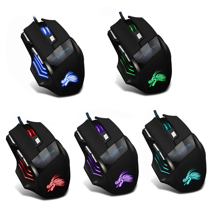Dragon Light Up Logo 7D Wired USB Gaming Mouse