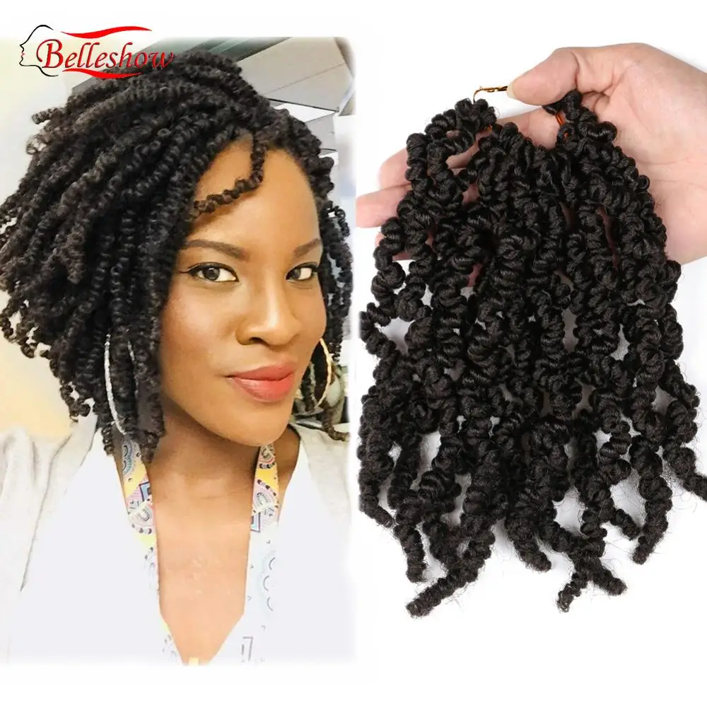 Hot sell Curly Pre-twisted Spring Twist Hair 10 inch Pre-Twisted Passion Twist Crochet Braids Kinky Bomb Spring Twist Hair