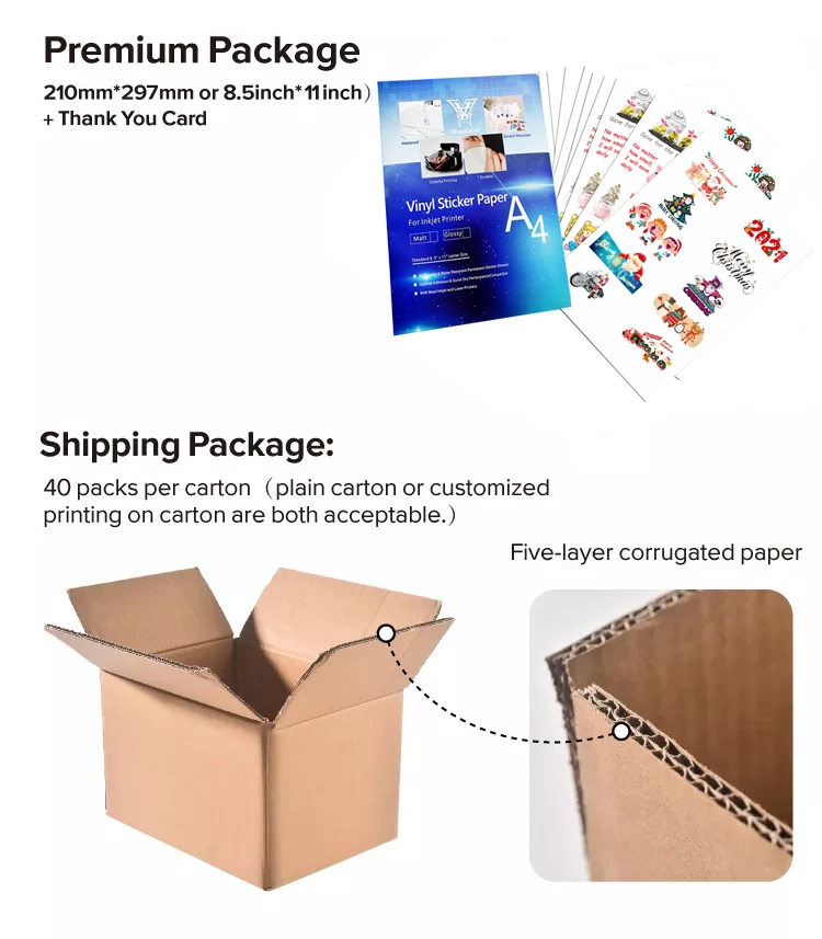 Premium Printable A4 Blank Waterproof Self Adhesive Matte White PP Film Sticker Vinyl Paper Sheet Vinyl Sticker Label Paper