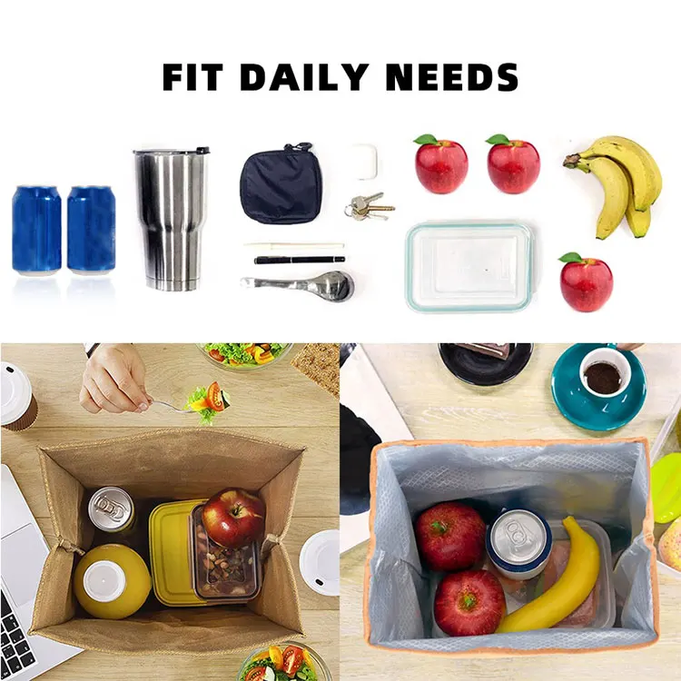 Hot Selling Adult Canvas School Lunch Bag Insulated Roll Top Kraft Custom Biodegradable Waterproof Thermal Cooler Bag for Women