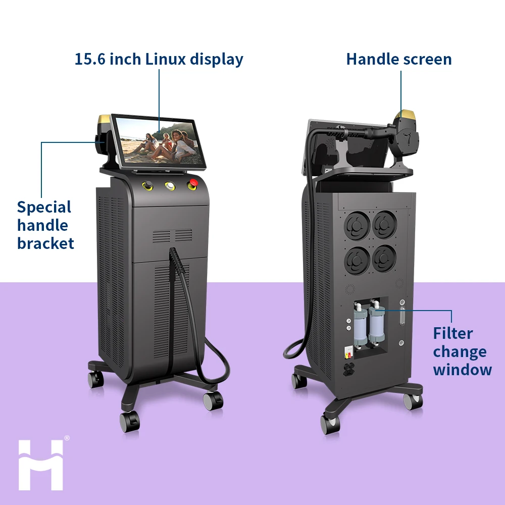 Medical Ce Approved Trio 755 808 1064nm  Titanium Platinum Ice Laser Diode Hair Removal Machine System Permanently