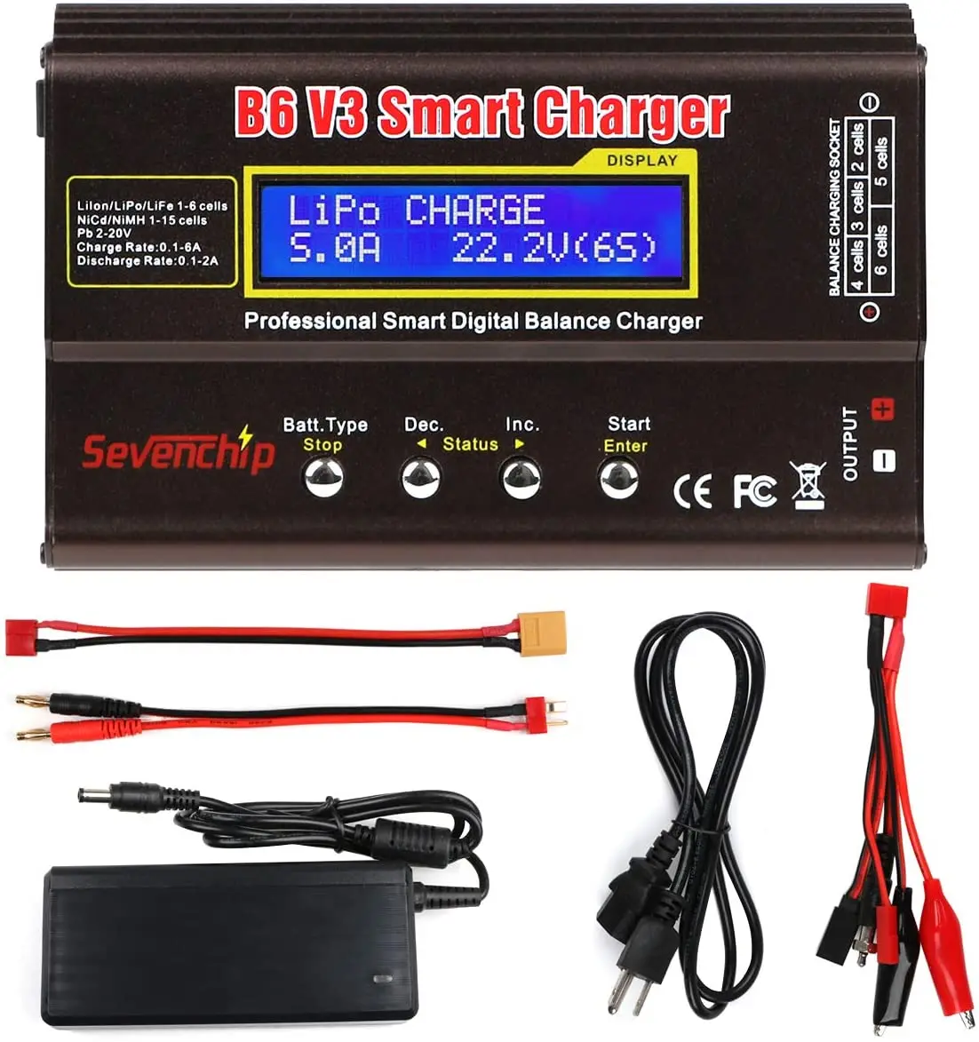 iMAX B6 V3 80W 6A Battery Charger LiHv Lipo NiMh Li-ion Ni-Cd Digital RC Lipro Balance Discharger 15V