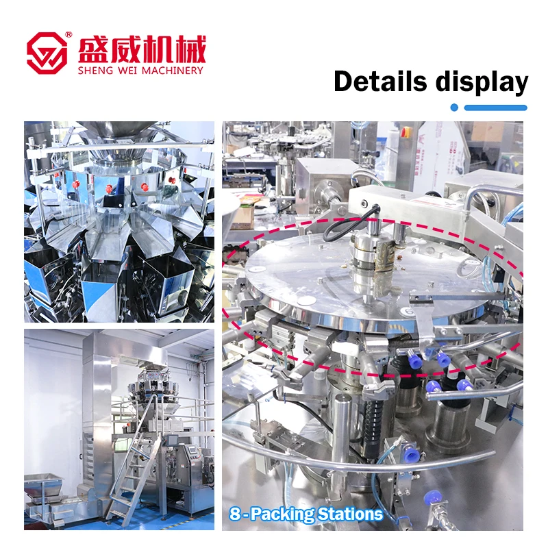 Shengwei Machinery Twist Donut Date Sugar Coffee Pharmacy Pill  Tomato Sugar Packing and Printing Dried Fruit Packing Machine
