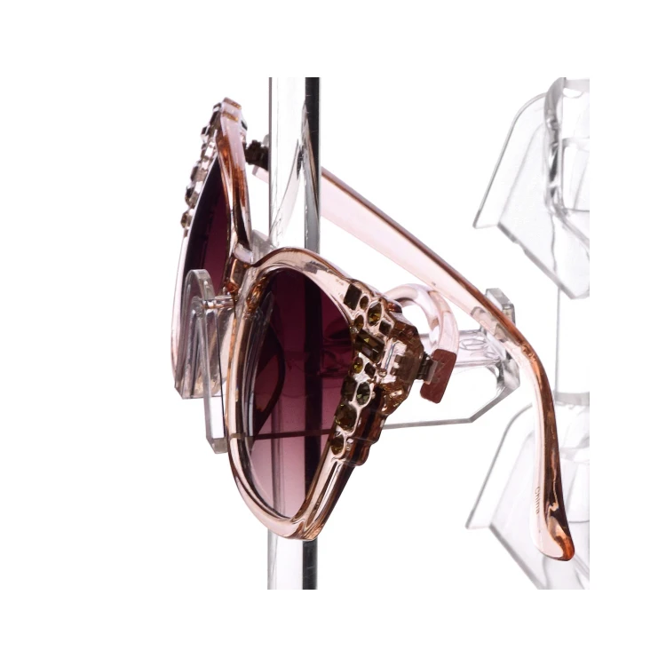 Hot Sales Clear Acrylic Rotating Sunglasses  Holder Display 24 Frame Transparent Acrylic Display Holder Case Stand for Shop Mall