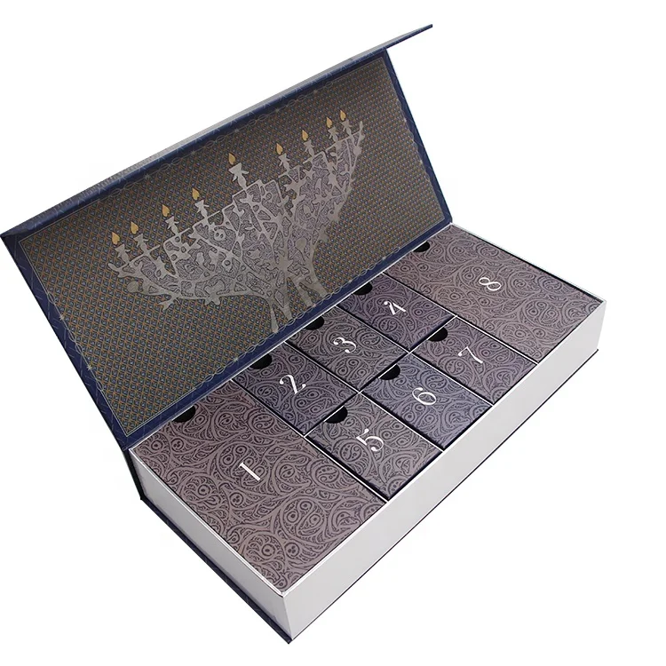 Роскошный экологичный макияж бумажная упаковка на заказ маленький ящик картонный Магнитный Рождественский Адвент календарь Mistery подарочная коробка