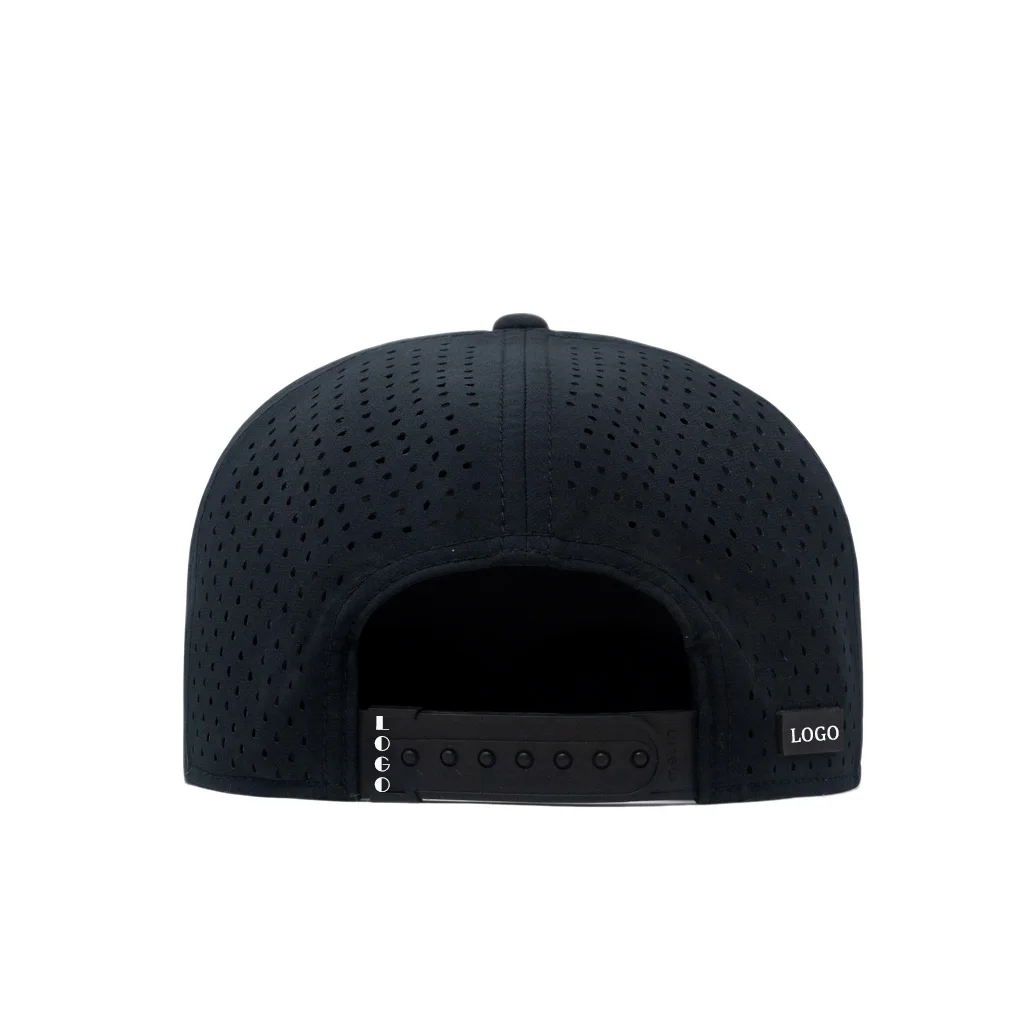 Custom Wholesale Melin Flat Brim Snapback Hat,Casquette Gorras,Laser Cut Perforated  6 Panel Waterproof Quick Dry Snap Back Cap