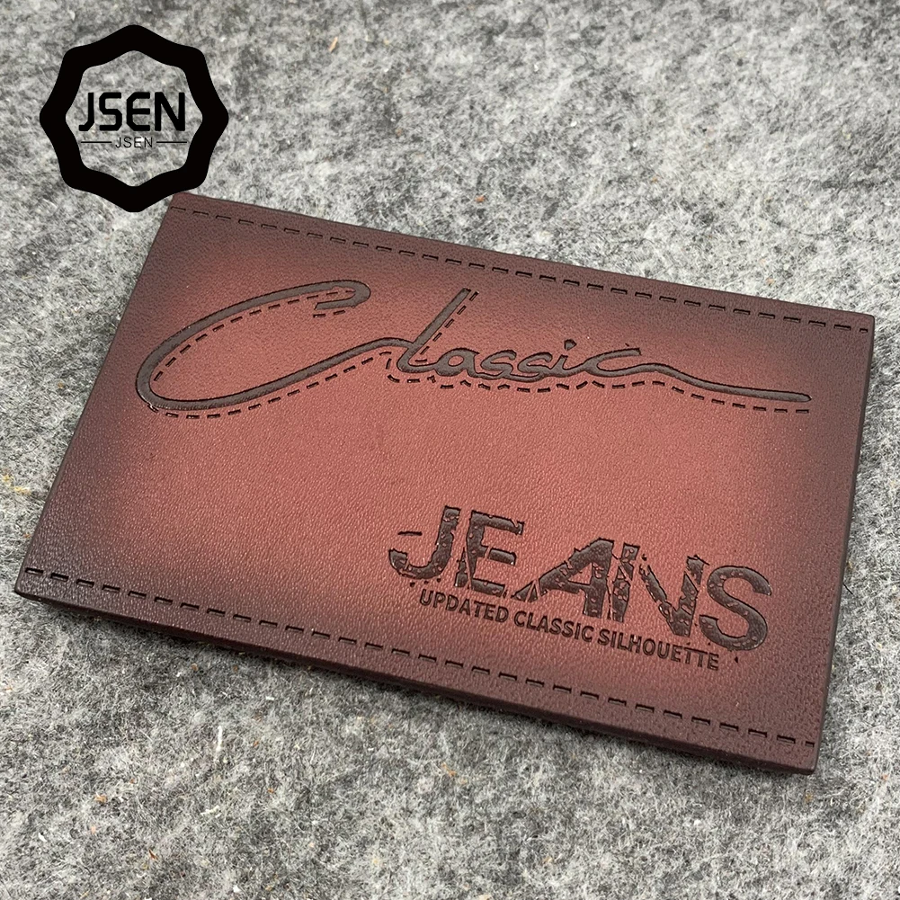 
Best price Custom brand jeans tag pu label embossed leather label patch for clothes garment 