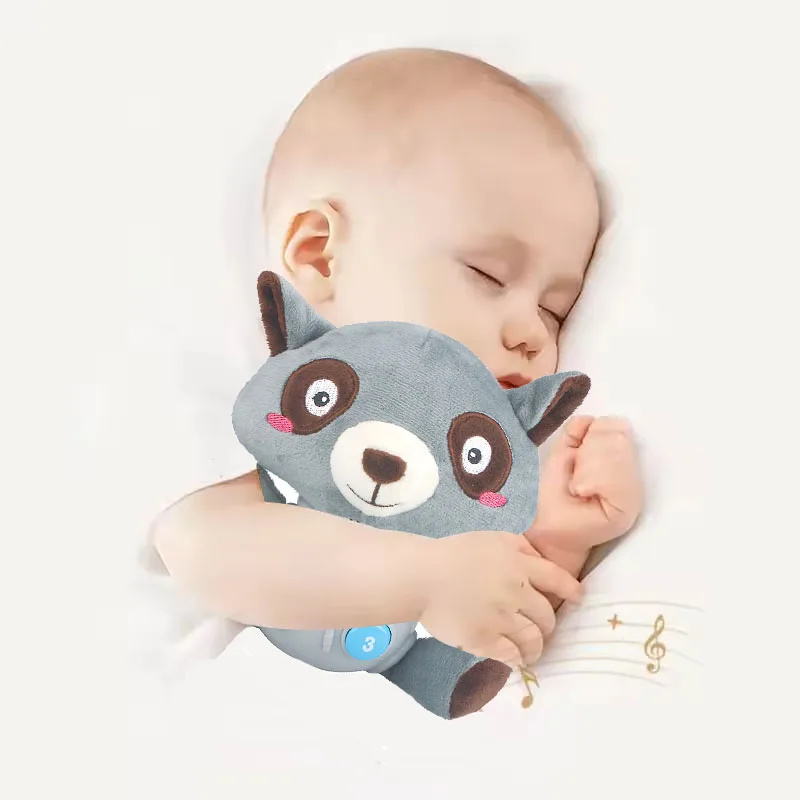 Cute Cartoon Soft Animal Baby Sleeping Electronic Plush Comfort Toys With Music And Light