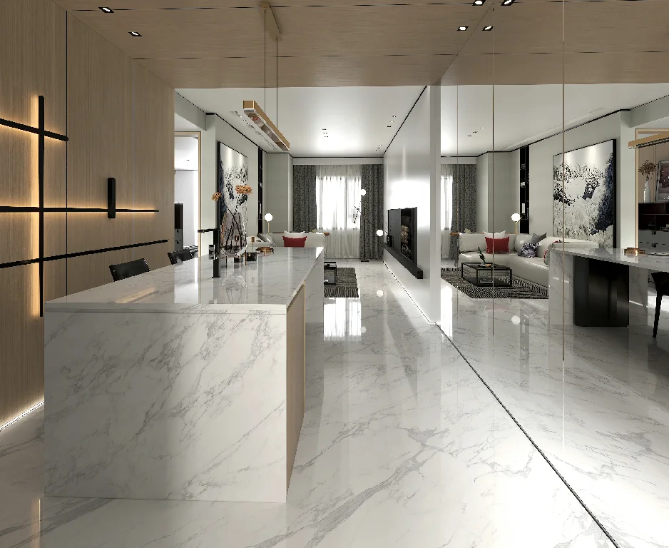 9mm Thickness Artificial Stone 1600*3200 Interior Wall Porcelain Tiles Pure White Marble Sintered Stone Slab For Countertops