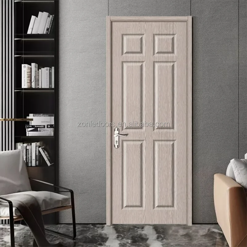 Israel Market Hot Other WPC Doors 4 Lines Smooth White Primed Waterproof Bathroom Bedroom WPC Painted Door Frame With Smart Lock