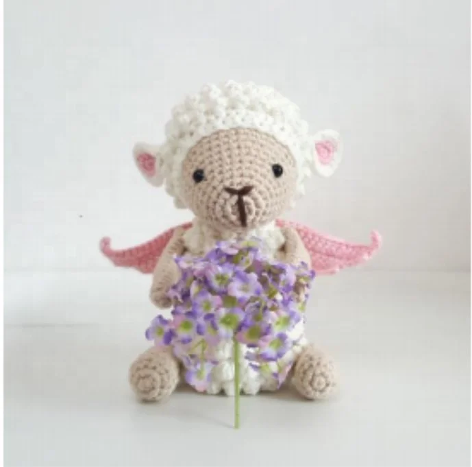 Safe Wooden Baby Rattle Teether Toys Fashion Handmade Soft Animal Shape Sheep Baby Crochet Toys