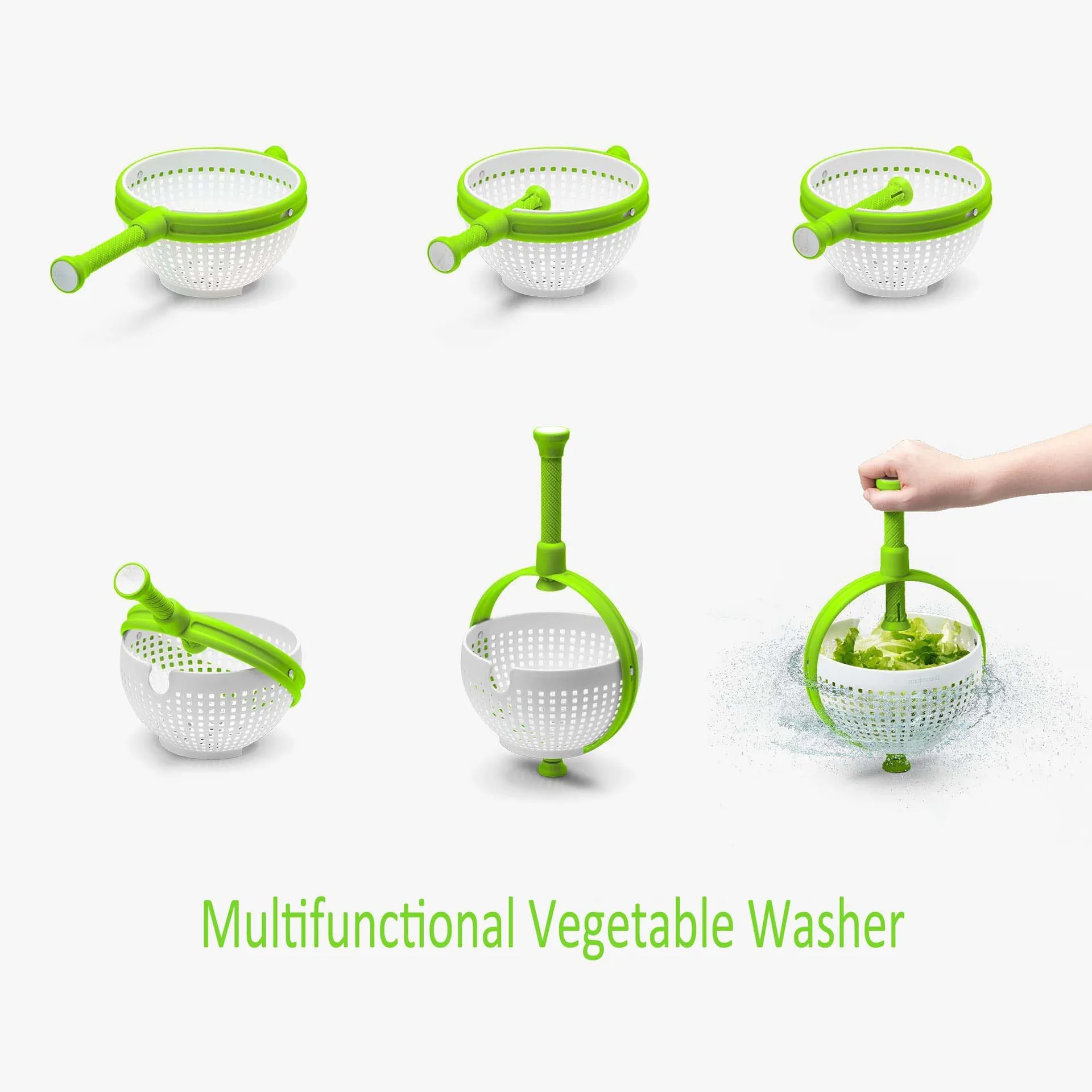 2023 New Kitchen tool Salad Spinner hand pull large salad spinner Vegetable Storage Drain Dryer Basket