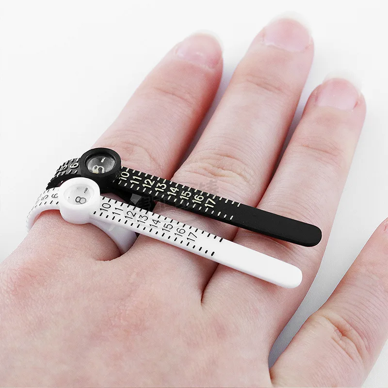 Black White Belt Adjustable Band Gauge Ring Sizer Plastic