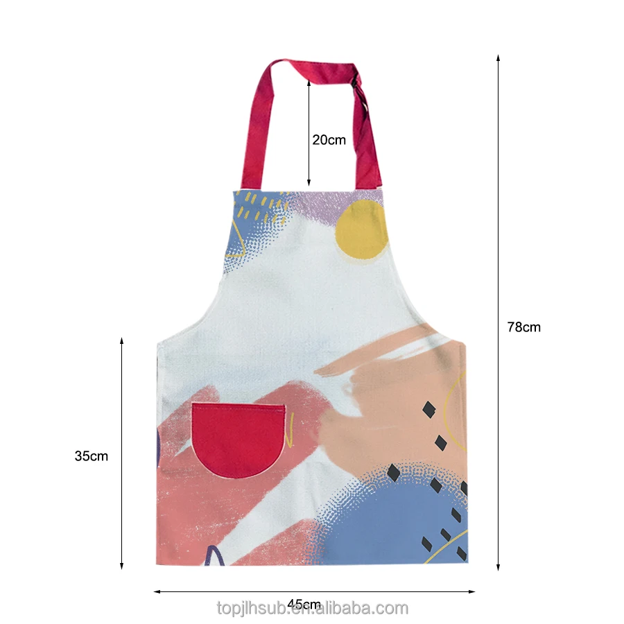 Topjlh wholesale cheap sublimation blank linen drawing apron for kids custom logo sublimation kitchenware aprons