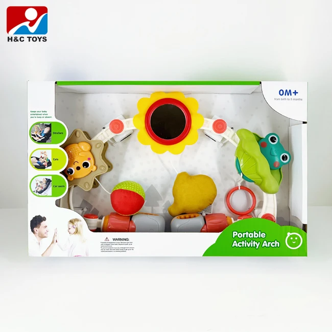 Crib activity play bar adjustable variable shape rattle toys portable baby stroller arch toy