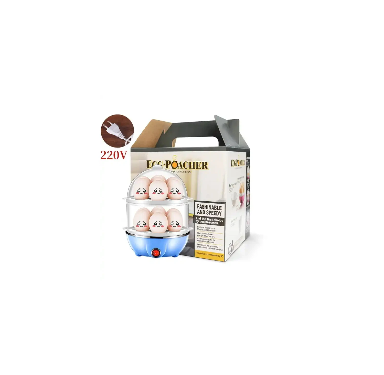 Double Layer Electric Egg Poacher & Breakfast Machine Auto Power Electric Food Processor for Household Use Kitchen Gift Boiler