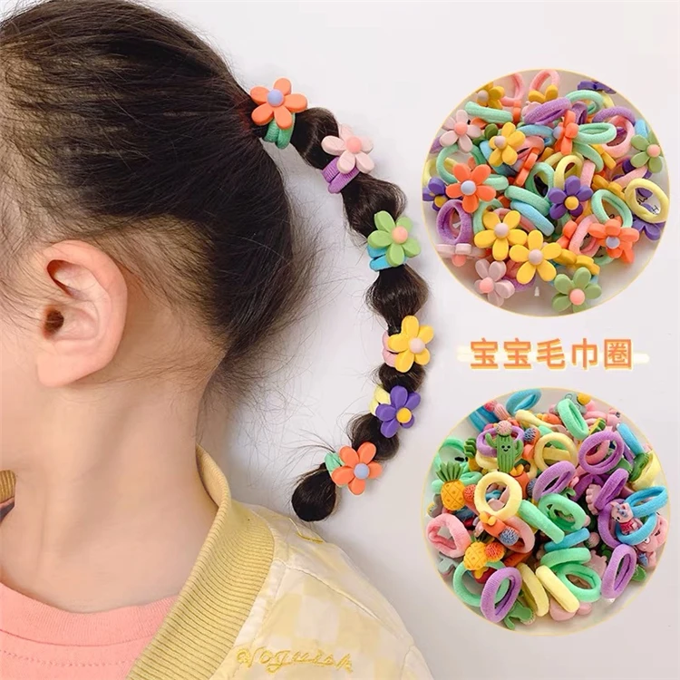 2022 Fashion 10pcs High elastic headband small rubber band 9 colors hair ties set for kids