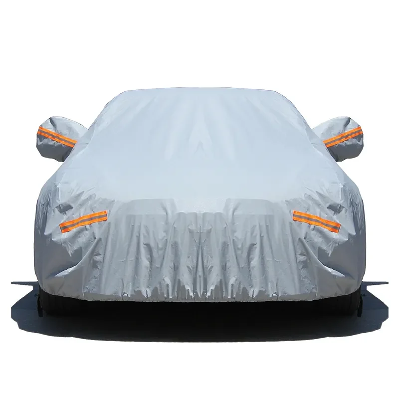 Garage Protective Hail Car Cover for Outdoor PE Film Car Cover Universal Size Sunproof Anti-dust Waterproof Sports Silver OEM