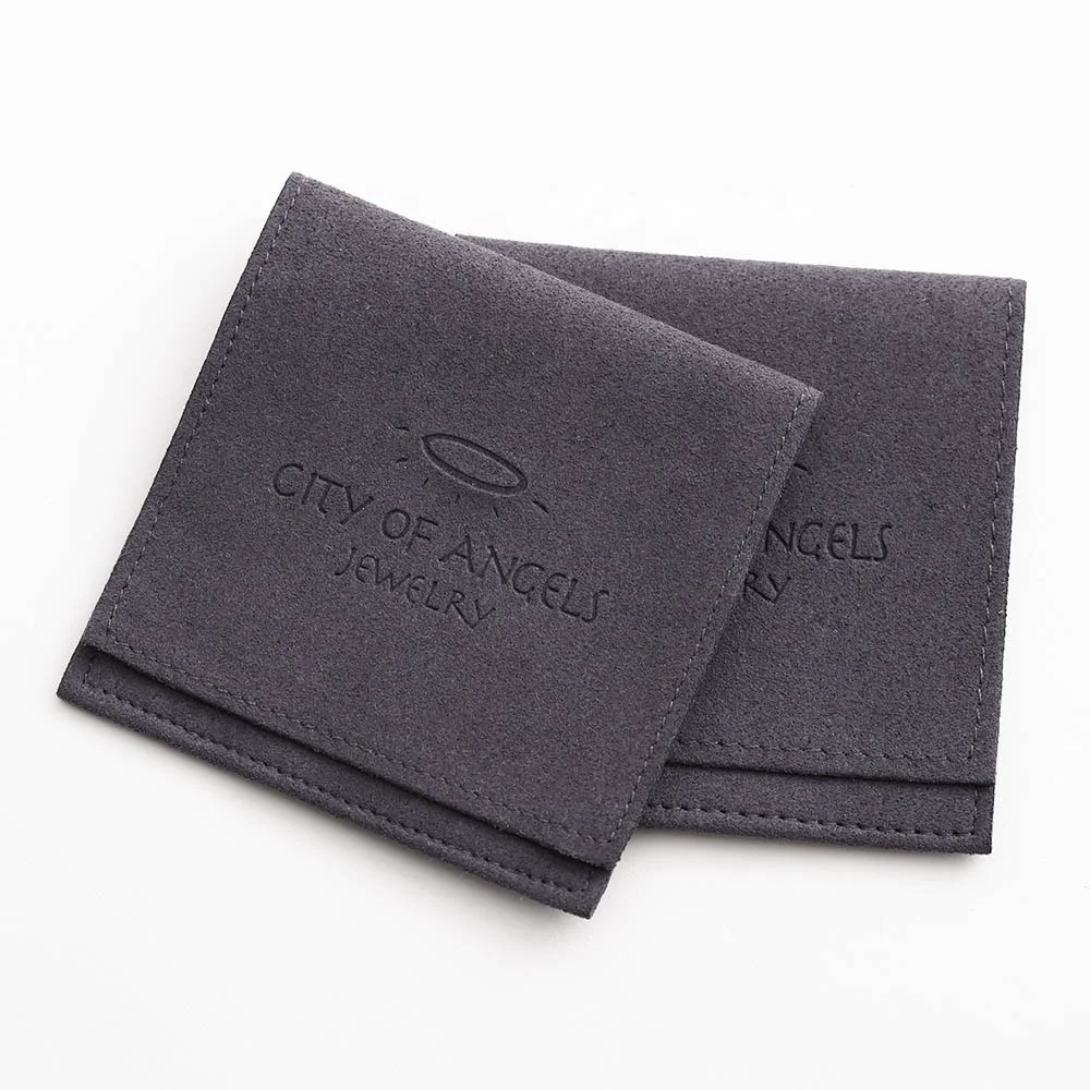PandaSew Custom Logo Luxury Envelope Flap Micro Fiber Suede Jewelry Pouch