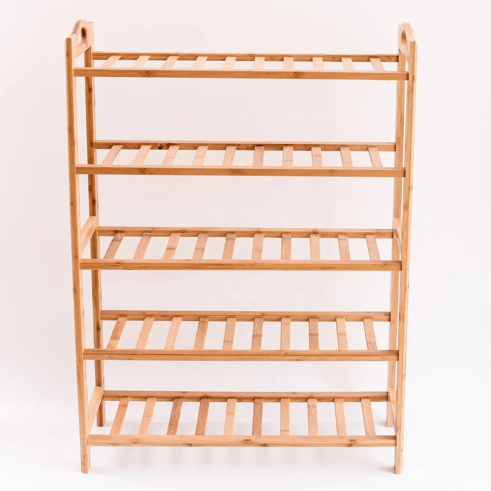 5 layer household standing bamboo shoes rack for living room multi-layer shoes rack organizer