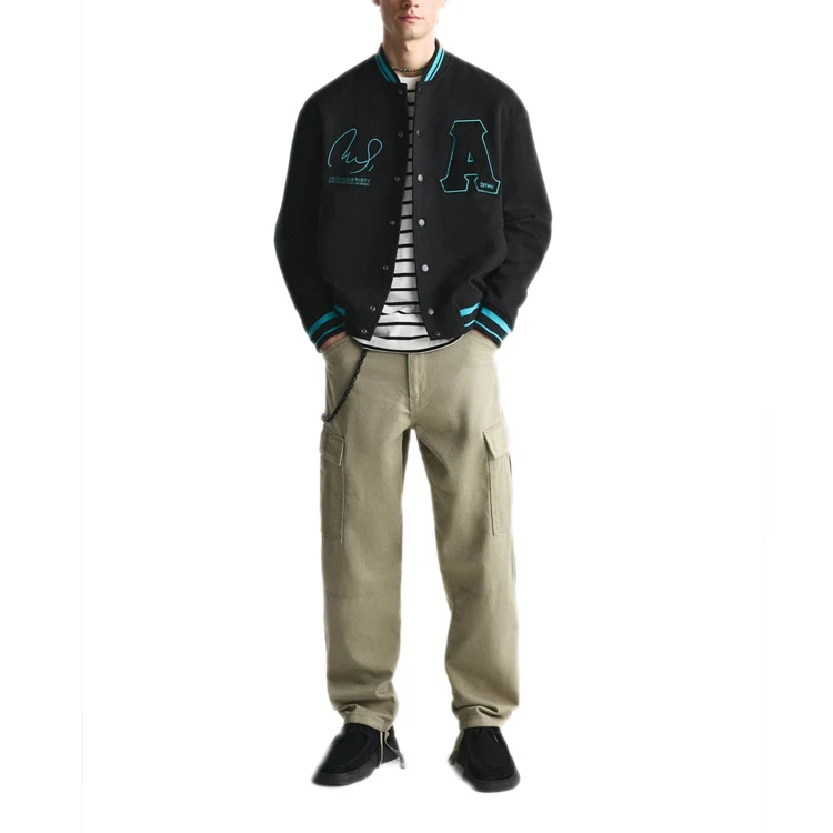 Custom Men Varsity College Jacket Baseball Bomber Jacket Vintage Sweatshirt Casual Unisex Street-wear Coats with Patch