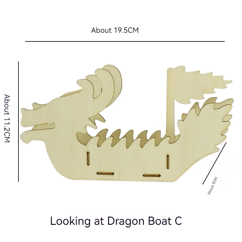 Wooden Dragon Boat Dragon Boat Coloring Toy for Children Dragon Boat Festival Creative Handmade Materials for Kindergarten DIY