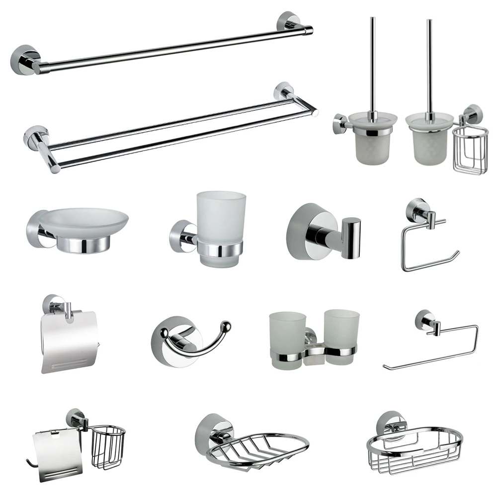 europe simple chrome polish towel rack glass shelf paper roll holder tumbler holder bathroom sanitary fittings names 1500