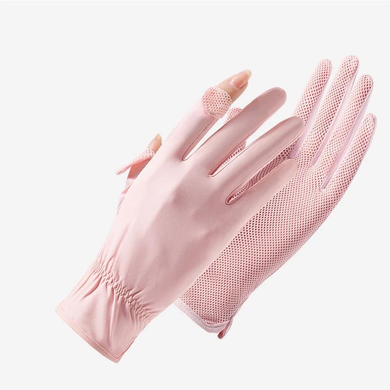 Летние ледяные шелковые солнцезащитные перчатки противоскользящие и дышащие уличные женские для верховой езды с полным пальцем ежедневного использования