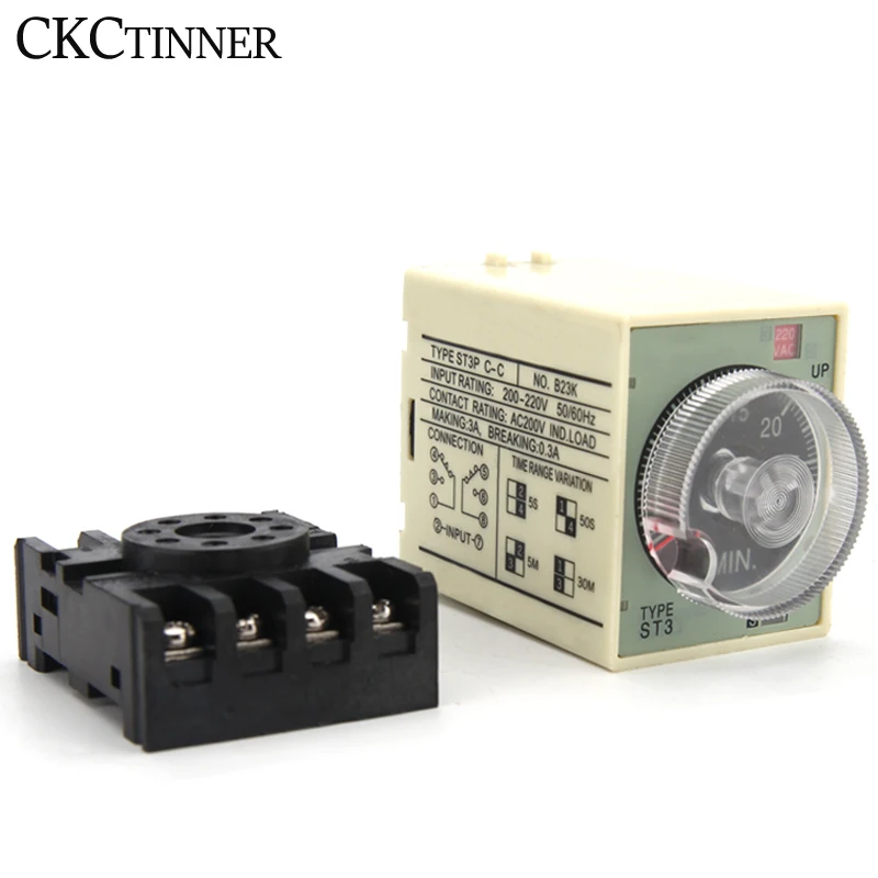 ST3P series Power-on delay relay ST3P A-A/B/C/D/E/F/G (AC 380V 220V 110V DC 24V ) Power-on delay with 8-pin base