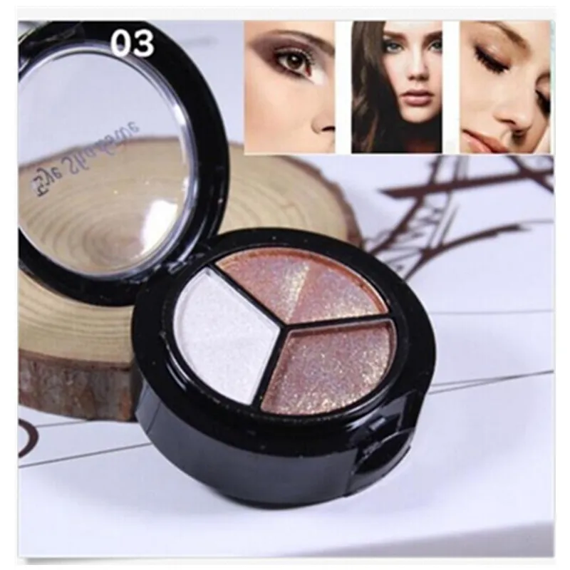 High pigment low MOQ best cost fast delivery 3 colors mixed custom brand shimmer glossy private label eye shadow oem