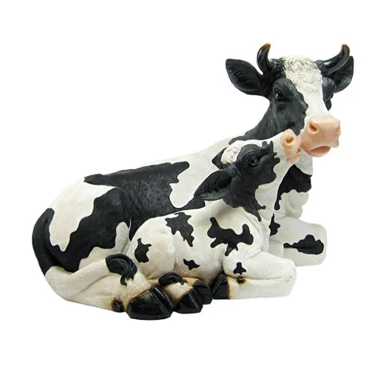 Zoo and park decoration sculpture life size fiberglass animal cow statue
