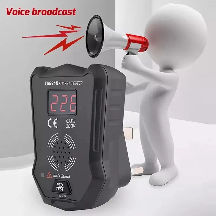 Wholesale TA894D 175V~250V Voltage Tester UK Plug Wall Socket Tester