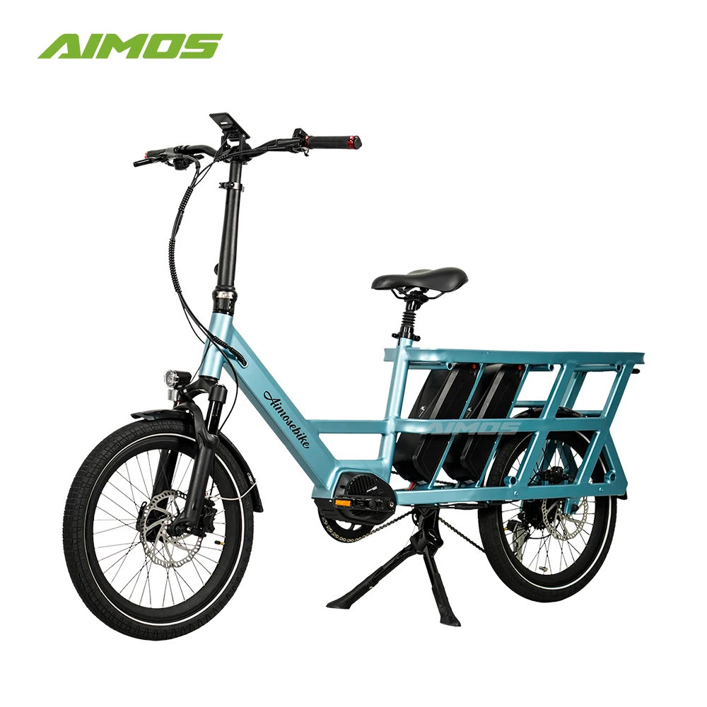 Aimos Thin tire 250w/500w Mid Drive Motor Cargo Electric Bike 10ah/20ah Double Battery Family Electric Bicycle with kids seat