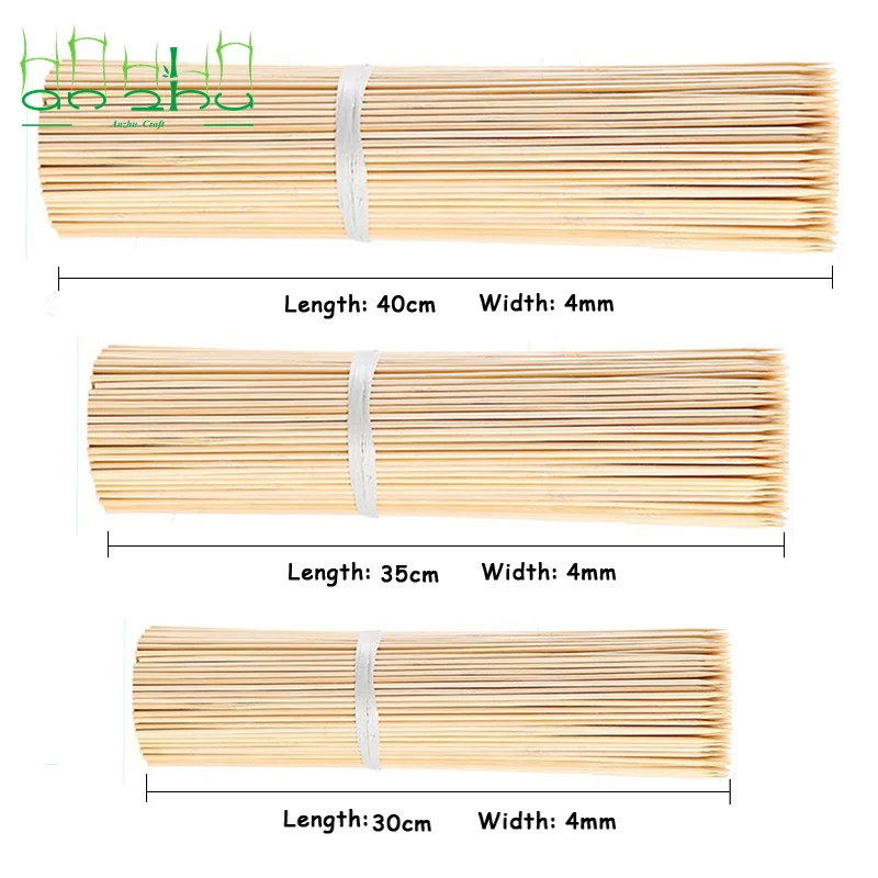 Оптовая продажа биоразлагаемый одноразовый круглый шампур для барбекю деревянная палочка Бамбуковая шампура