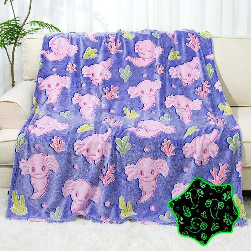 2024 Hot Sale 101.6cm*127cm Luminous Blanket Flannel Light Up Fluorescent Blanket Office Lunch Break Blanket