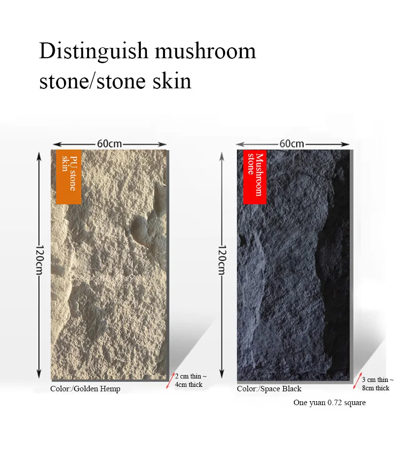 China Yansen 3D rock stone various types modern design 600*1200 PU stone wall panel